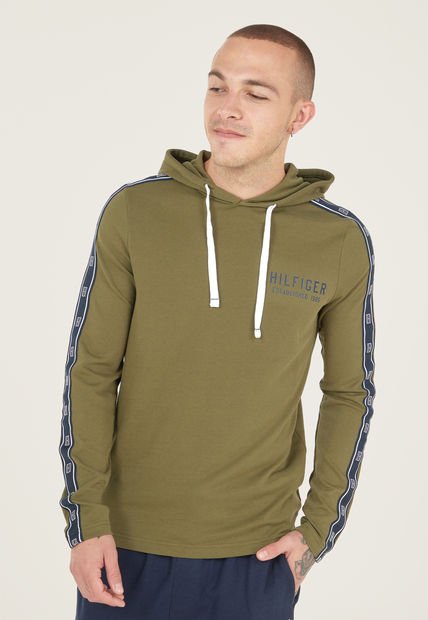 Hoodie Verde Oliva-Azul-Blanco Tommy Hilfiger Sleepwear