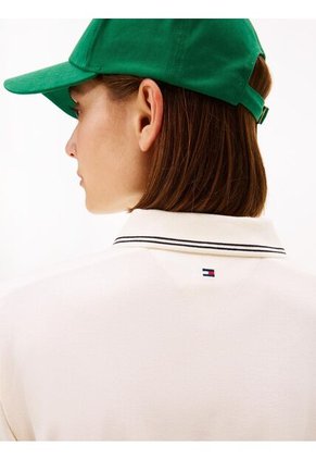 Polo Blanco De Piqué Con Logo Bordado Tommy Hilfiger