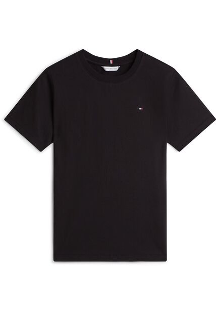 Camiseta Negra De Corte Regular Con Logo Tommy Hilfiger