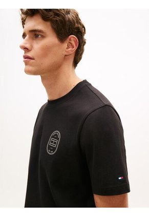 Camiseta Negra Con Logo Gráfico Redondo Tommy Hilfiger