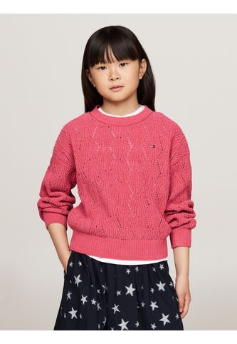 Saco Rosa Niña Tejido Amplio De Punto Calado Tommy Hilfiger Tommy Hilfiger