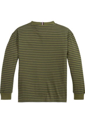 Camiseta Verde Manga Larga Essential De Rayas Tommy Hilfiger