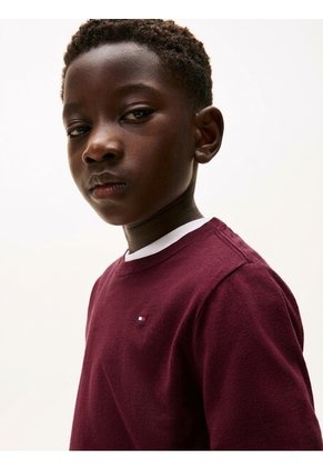 Camiseta Vino Tinto Para Niño  Con Logo Tommy Hilfiger