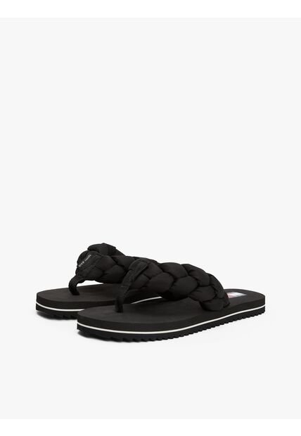 Sandalias Negro Con Tira Trenzada Y Suela Dentada Tommy Hilfiger