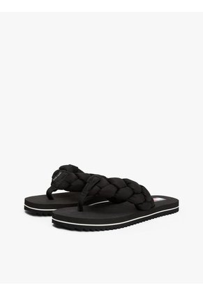 Sandalias Negro Con Tira Trenzada Y Suela Dentada Tommy Hilfiger