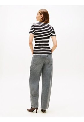 Camiseta Negra Slim De Cuello Redondo Tommy Hilfiger