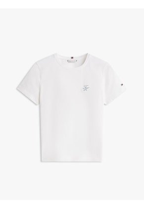 Camiseta Blanca De Corte Regular Con Diseño De Rayas Tommy Hilfiger