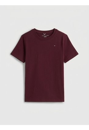 Camiseta Vino Tinto Para Niño  Con Logo Tommy Hilfiger