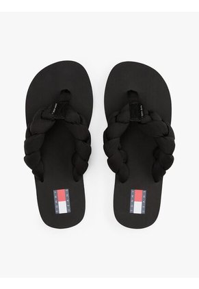 Sandalias Negro Con Tira Trenzada Y Suela Dentada Tommy Hilfiger
