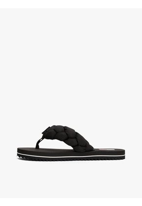 Sandalias Negro Con Tira Trenzada Y Suela Dentada Tommy Hilfiger