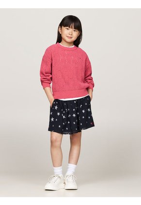 Saco Rosa Niña Tejido Amplio De Punto Calado Tommy Hilfiger