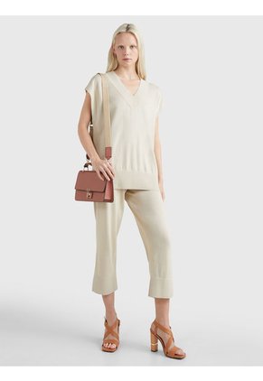 Saco Beige Amplio Sin Mangas Con Cuello V Para Mujer Tommy Hilfiger