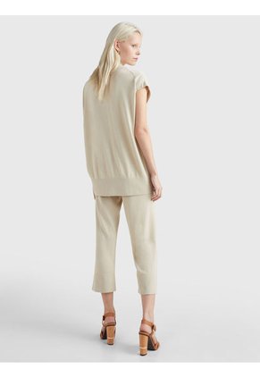 Saco Beige Amplio Sin Mangas Con Cuello V Para Mujer Tommy Hilfiger