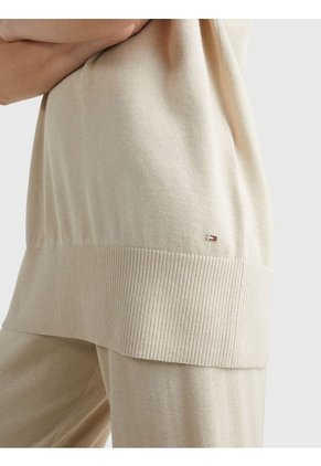 Saco Beige Amplio Sin Mangas Con Cuello V Para Mujer Tommy Hilfiger