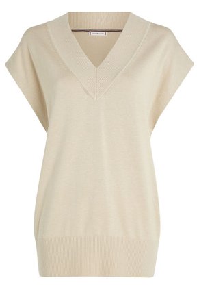 Saco Beige Amplio Sin Mangas Con Cuello V Para Mujer Tommy Hilfiger