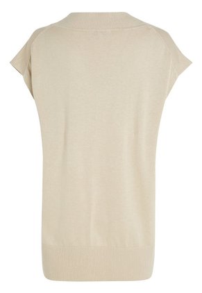 Saco Beige Amplio Sin Mangas Con Cuello V Para Mujer Tommy Hilfiger