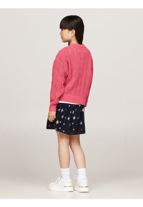 Saco Rosa Niña Tejido Amplio De Punto Calado Tommy Hilfiger