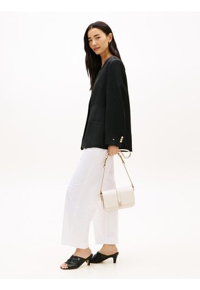 Bolso Beige Cruzado Con Solapa Y Monograma TH Tommy Hilfiger