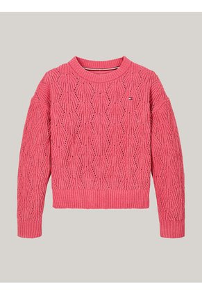 Saco Rosa Niña Tejido Amplio De Punto Calado Tommy Hilfiger