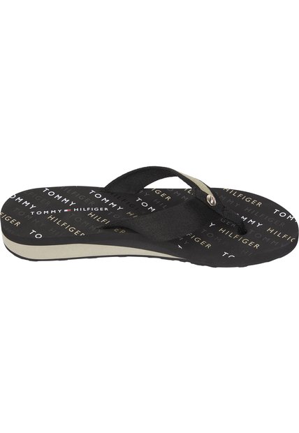 Sandalias Negro Con Logo Tommy Hilfiger