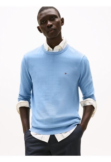 Saco Azul De Cuello Redondo Con Logo Bordado Tommy Hilfiger