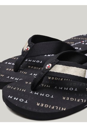 Sandalias Negro Con Logo Tommy Hilfiger