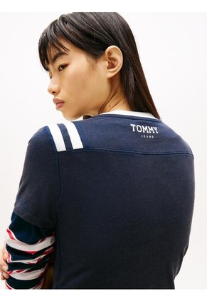 Camiseta Multicolor Slim De Punto Aterciopelado Con Logo Tommy Jeans
