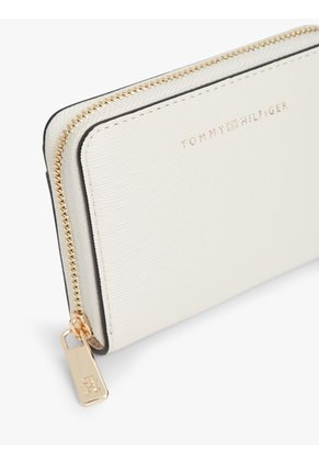 Billetera Beige Texturizada Con Cremallera Y Logo Tommy Hilfiger