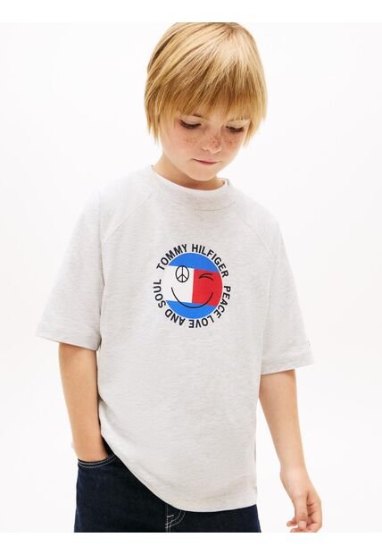 Camiseta Gris Con Logo Gráfico Tommy Hilfiger