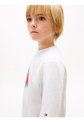 Camiseta Gris Con Logo Gráfico Tommy Hilfiger