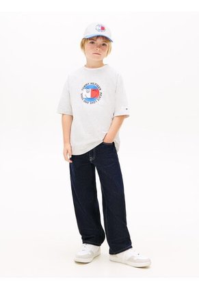 Camiseta Gris Con Logo Gráfico Tommy Hilfiger