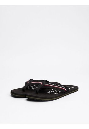 Sandalias Negro Distintivas Con Logos Tommy Hilfiger