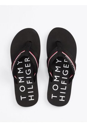 Sandalias Negro Distintivas Con Logos Tommy Hilfiger