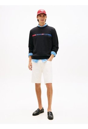 Buzo Negro De Cuello Redondo Con Logo Estampado Tommy Hilfiger