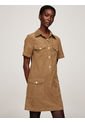 Vestido Beige Corto De Manga Corta Tommy Hilfiger de Tommy Hilfiger