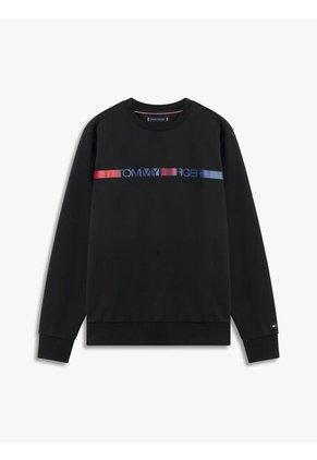 Buzo Negro De Cuello Redondo Con Logo Estampado Tommy Hilfiger