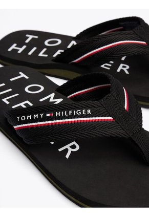Sandalias Negro Distintivas Con Logos Tommy Hilfiger