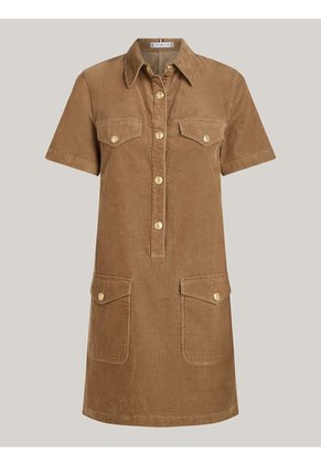 Vestido Beige Corto De Manga Corta Tommy Hilfiger