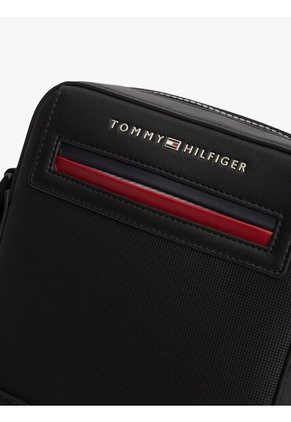 Bolso Negro Reporter Cruzado Con Logo Metálico Tommy Hilfiger