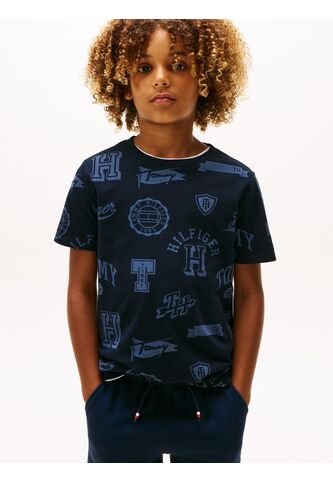 Camiseta Azul Oscuro Manga Corta Con Diseño AOP Tommy Hilfiger Tommy Hilfiger