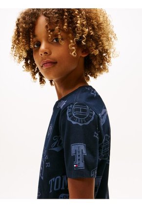 Camiseta Azul Oscuro Manga Corta Con Diseño AOP Tommy Hilfiger