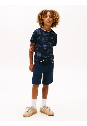 Camiseta Azul Oscuro Manga Corta Con Diseño AOP Tommy Hilfiger