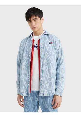 Camisa Jeans De Remolinos Y Corte Informal Hombre Azul Tommy Jeans Tommy Hilfiger