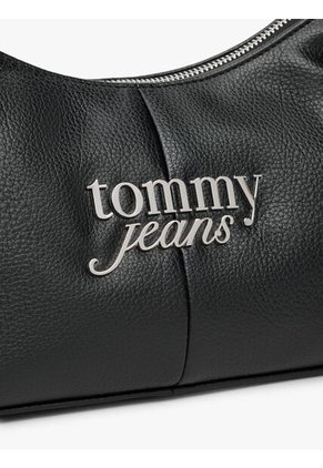 Bolso Negro De Hombro Con Logo Metálico Tommy Hilfiger