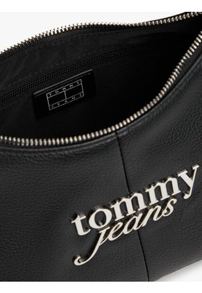 Bolso Negro De Hombro Con Logo Metálico Tommy Hilfiger