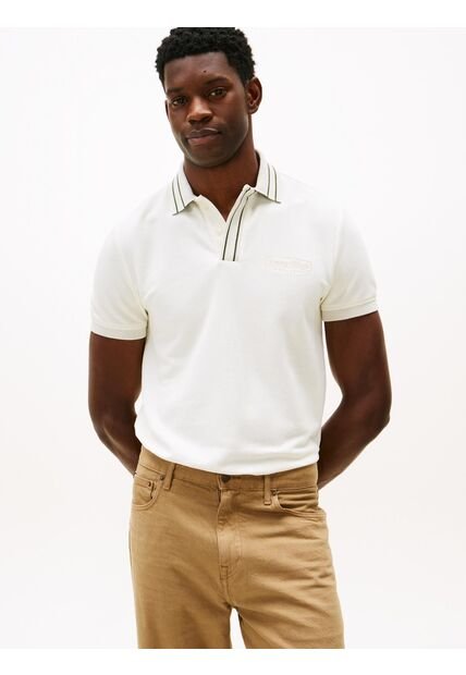 Polo Blanco De Corte Regular Con Logo Tommy Hilfiger
