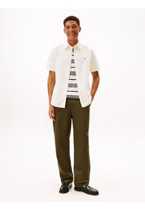 Camisa Beige Heritage Oxford Con Diseño De Rayas Tommy Hilfiger