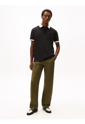 Polo Negro Mesh De Corte Regular Tommy Hilfiger