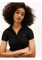 Polo Negro Acanalado De Corte Slim Tommy Jeans de Tommy Hilfiger