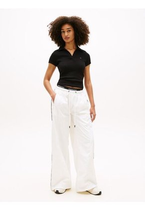 Polo Negro Acanalado De Corte Slim Tommy Jeans
